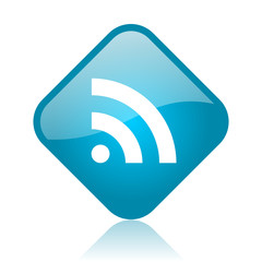 rss blue square glossy web icon