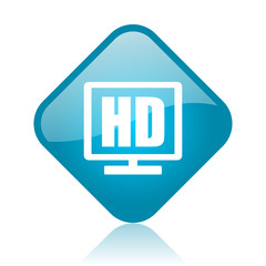 hd display blue square glossy web icon