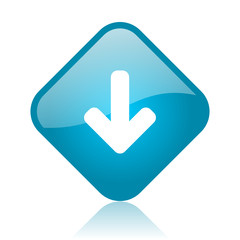 arrow down blue square glossy web icon
