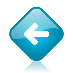 arrow left blue square glossy web icon