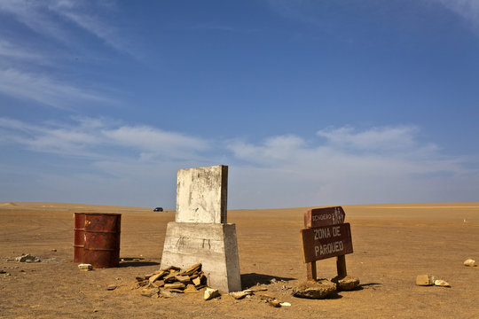 View at the desert of the Reserva National de Paracas national park in Paracas, Ica, Peru, South America 
