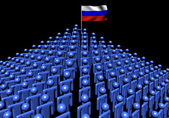 Pyramid of people with Russian Federation flag illustration