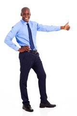 african businessman giving thumb up isolated on white