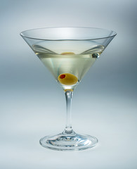 Martini with olive isolated. vermouth