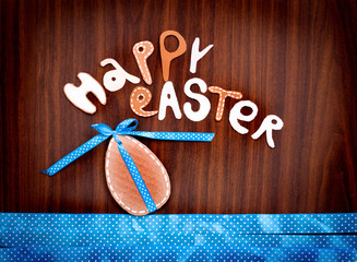 Easter background with egg and lettering "happy easter"