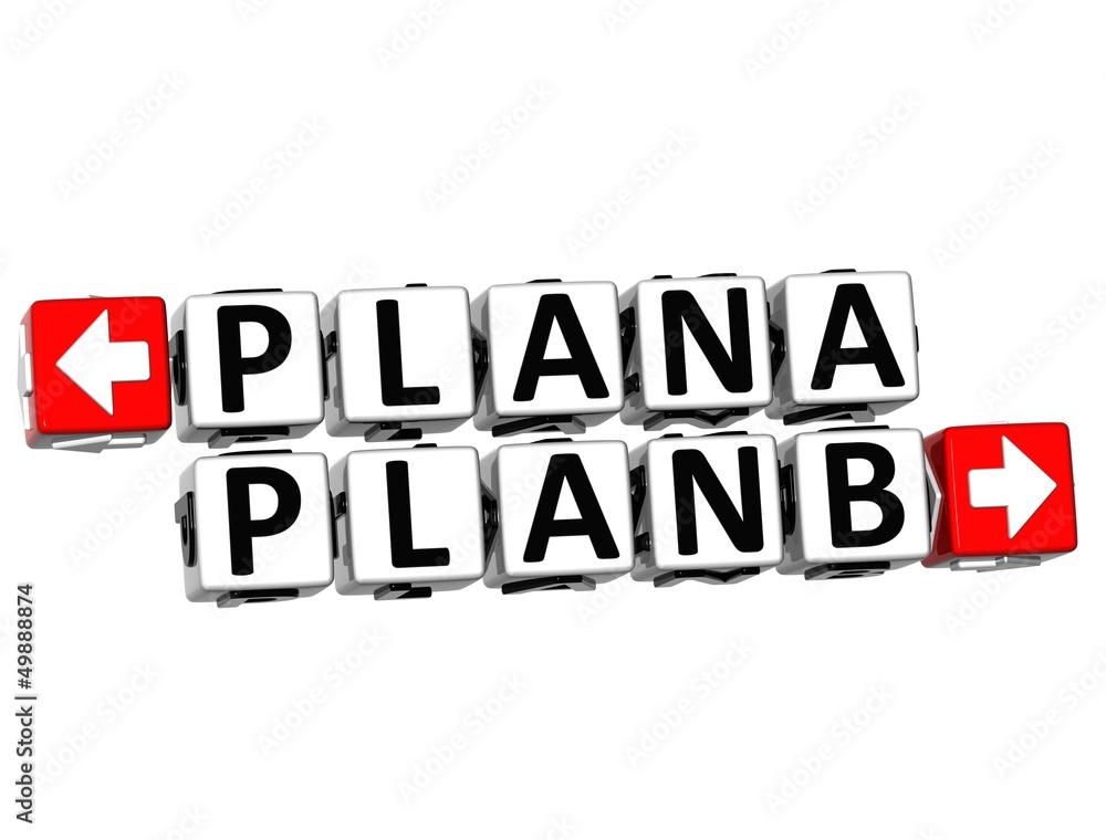 Poster 3d plan a plan b button click here block text