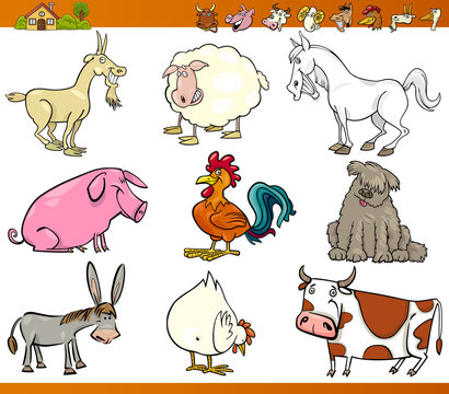 farm animals set cartoon illustration