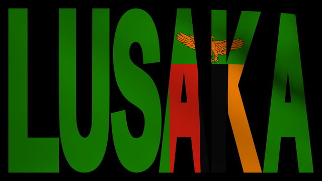 Lusaka text with fluttering flag animation