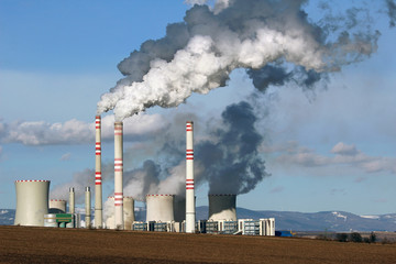 view of smoking coal power plant