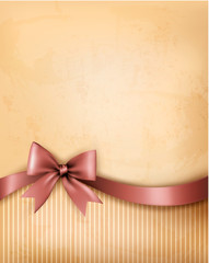 Background with old_paper with gift bow and ribbon.  Vector
