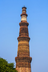 Qutub Minar Tower or Qutb Minar, the tallest brick minaret in th