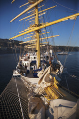 Obraz premium Clipper ship in the sea, Sorrento, Tyrrhenian Sea, Campania, Italy