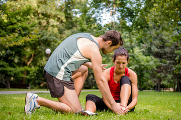 Sport injury - helping hand