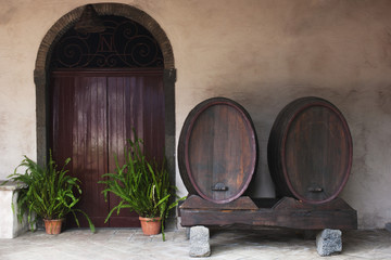 Entrance of a house, Taormina, Province of Messina, Sicily, Italy