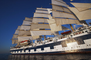 Clipper ship in the sea, Tyrrhenian Sea, Lipari Islands