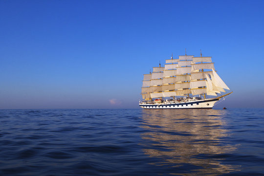 Clipper ship in the sea, Tyrrhenian Sea, Lipari Islands