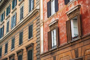 Windows of a house, Rome, Lazio, Italy