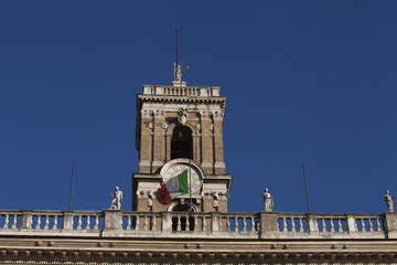 Fototapeta premium Low angle view of a clock tower, Rome, Lazio, Italy