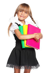 Little girl with books