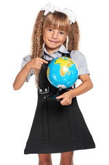 Little girl with globe