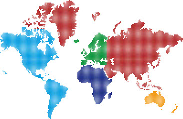Fototapeta na wymiar kolorowe mapa świata