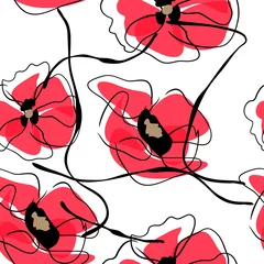 Washable wall murals Abstract flowers Drawing vector flower