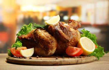 Whole roasted chicken with vegetables