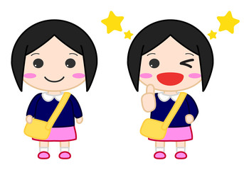制服女児イラスト　笑顔