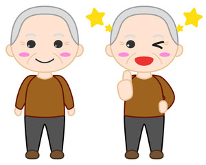 おじいちゃんイラスト　笑顔