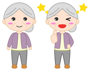 Fototapeta premium おばあちゃんイラスト 笑顔