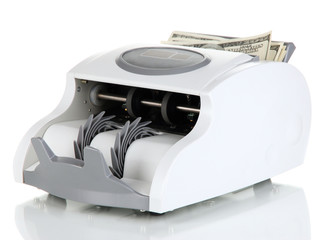 Machine for counting money isolated on white