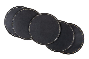 Leather table coasters