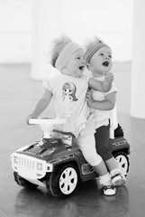 sisters twins for a walk