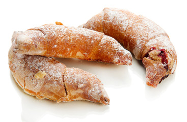 Taste croissants isolated on white.