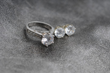 diamond engagement ring and earrings