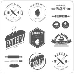 Set of bakery labels and design elements