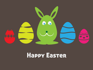 Colorful easter card with rabbit