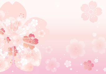 桜の形の桜吹雪 コピースペースあり