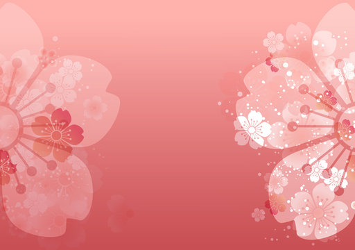 桜の形の桜吹雪 コピースペースあり