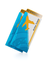 Group of plane tickets on a white background