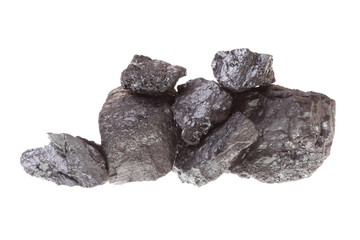 Fototapeta premium Pieces of coal isolated on white background