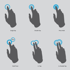 touch screen gesture, interface (vector hand icons) set