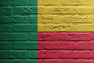 Brick wall with a painting of a flag, Benin