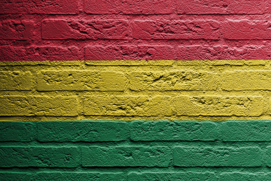 Brick wall with a painting of a flag, Bolivia