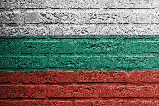 Brick wall with a painting of a flag, Bulgaria