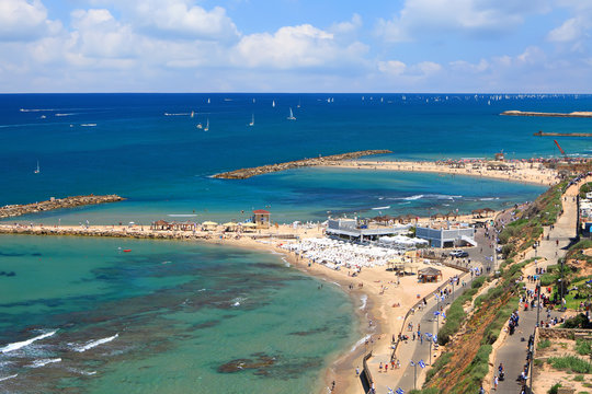 Top view of Tel-Aviv beach