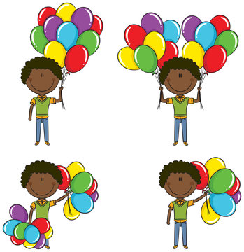 Cute African-American boys with color balloons
