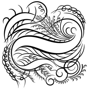 calligraphic swirling decorative elements