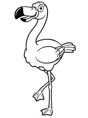 Naklejka premium illustration of cartoon flamingo - Coloring book