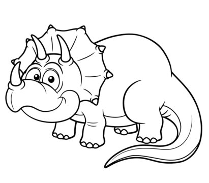 illustration of Cartoon dinosaur - Coloring book